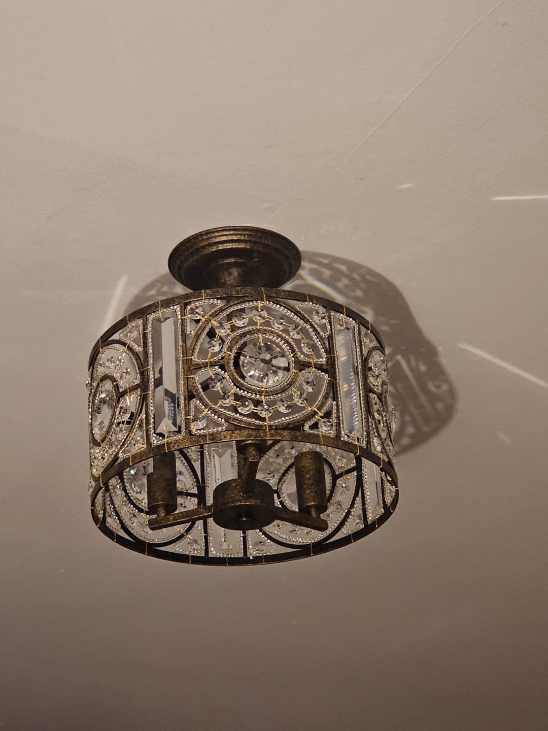 Customer photo review of 3-Light Crystal Drum Flush Mount Chandelier