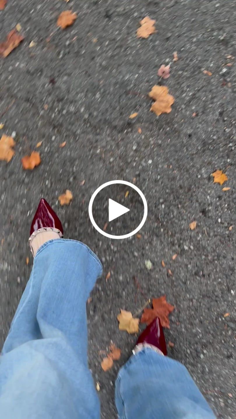 Customer video review of ROCKSTUD FLAT PUMP IN BERRY RED CALFSKIN
