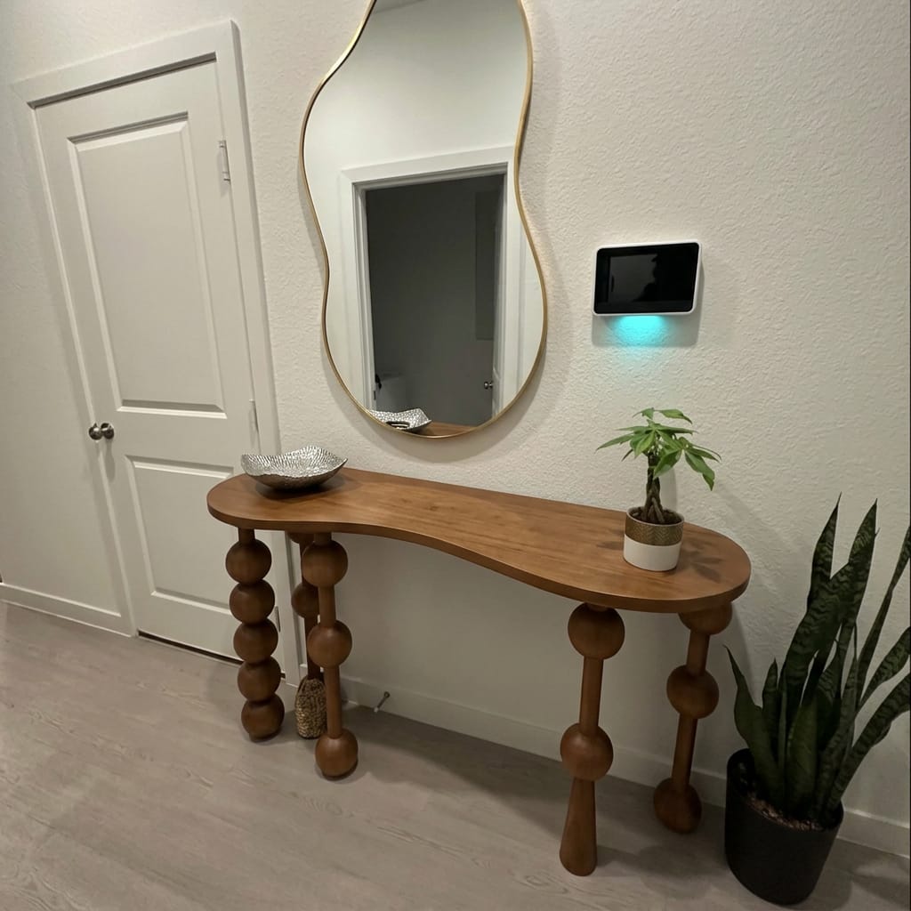Customer photo review of Artistic Turned Leg Walnut Wood Entry Console Table