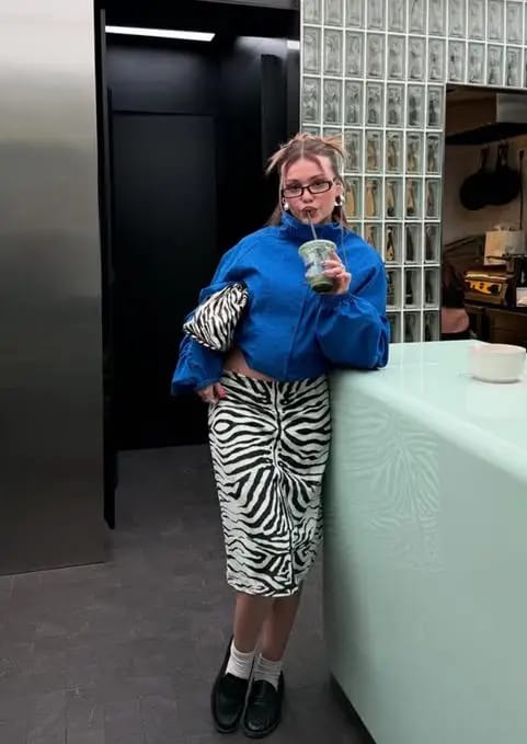 Customer photo review of Jasmin Zebra Print High Waist Pencil Skirt
