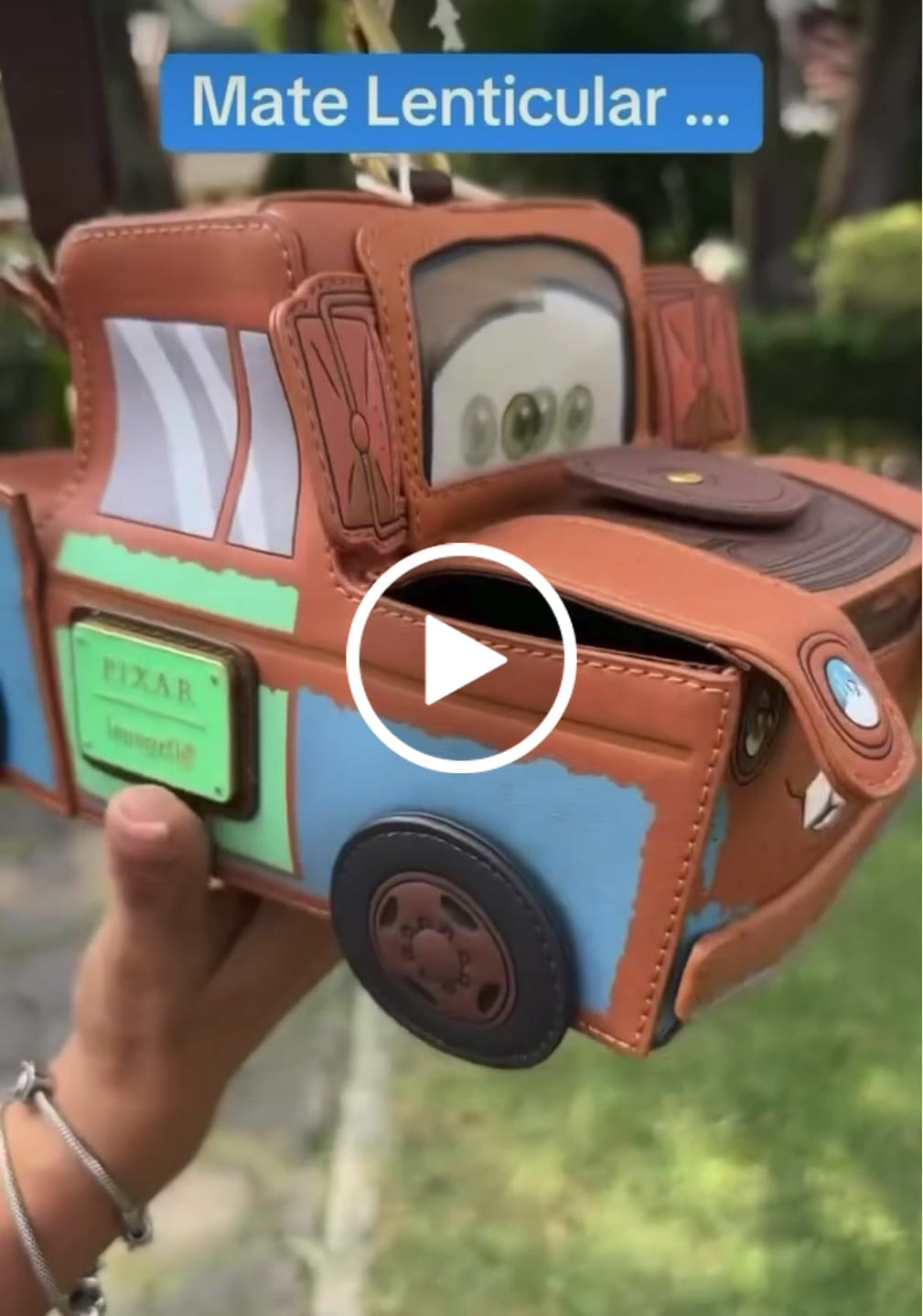 Customer video review of Loungefly Disney Pixar Cars 20th Anniversary Mater Figural Crossbody Bag