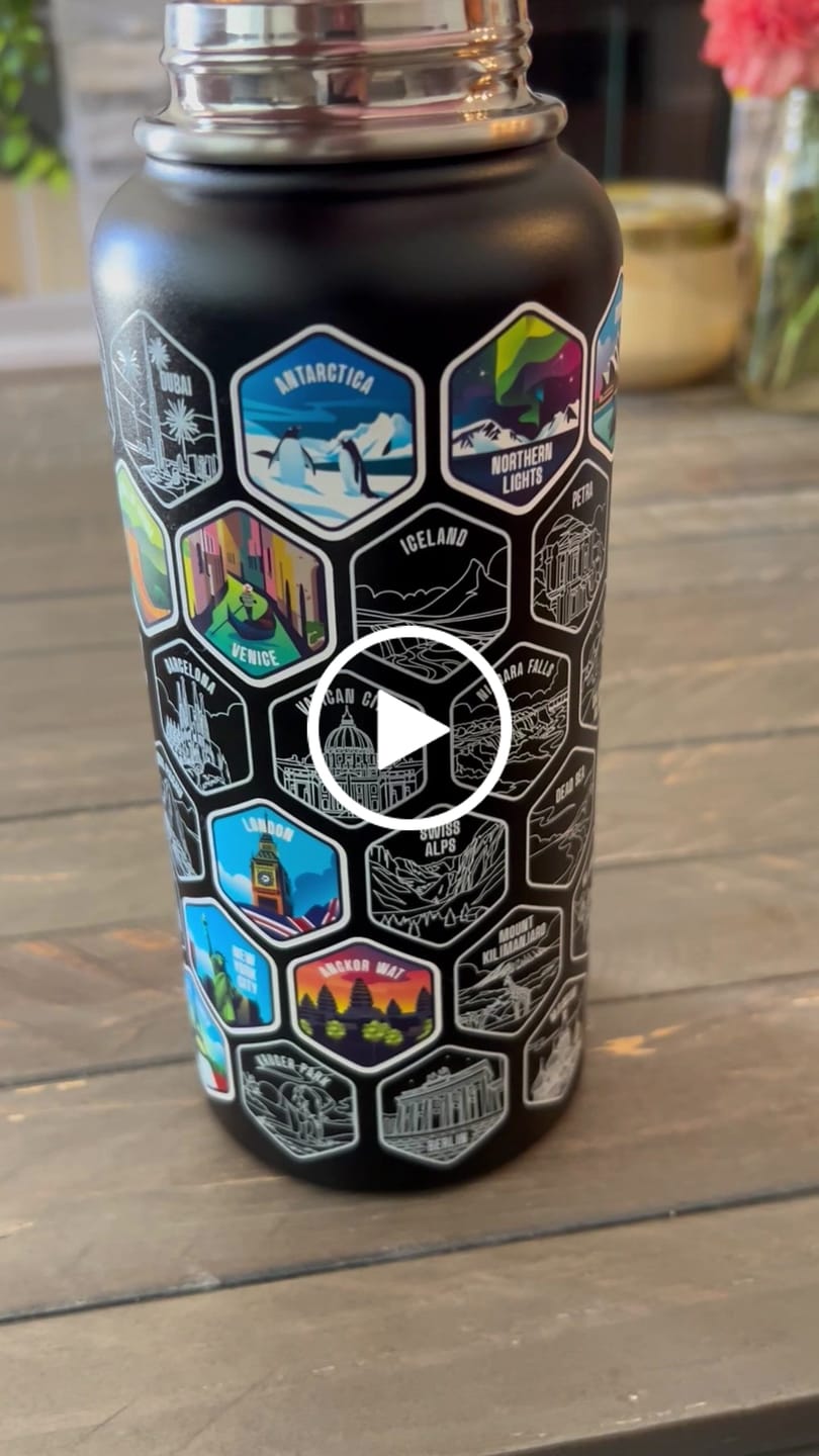 Customer video review of Lets Wander™ World Explorer Water Bottle + Sticker Set