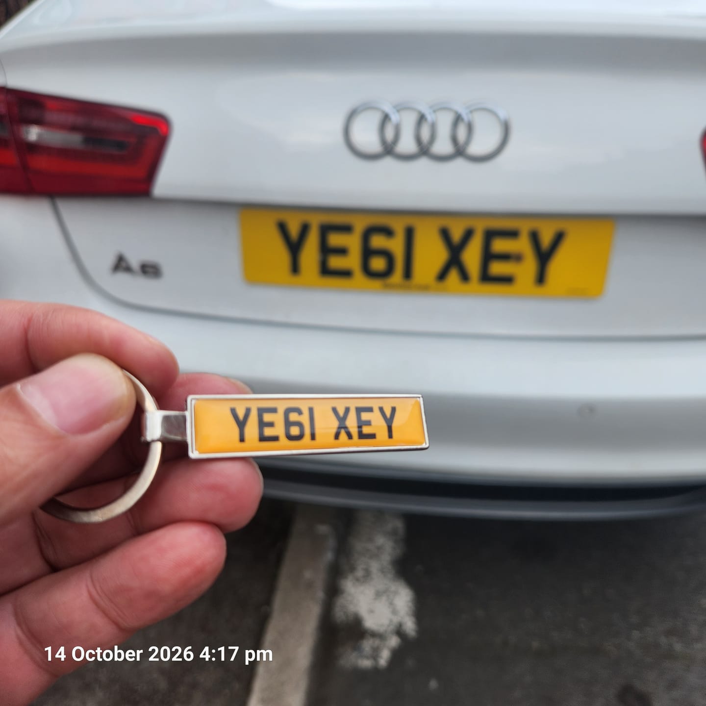 Customer photo review of Personalised Metal Number Plate Keyring - Premium Custom Car Gift
