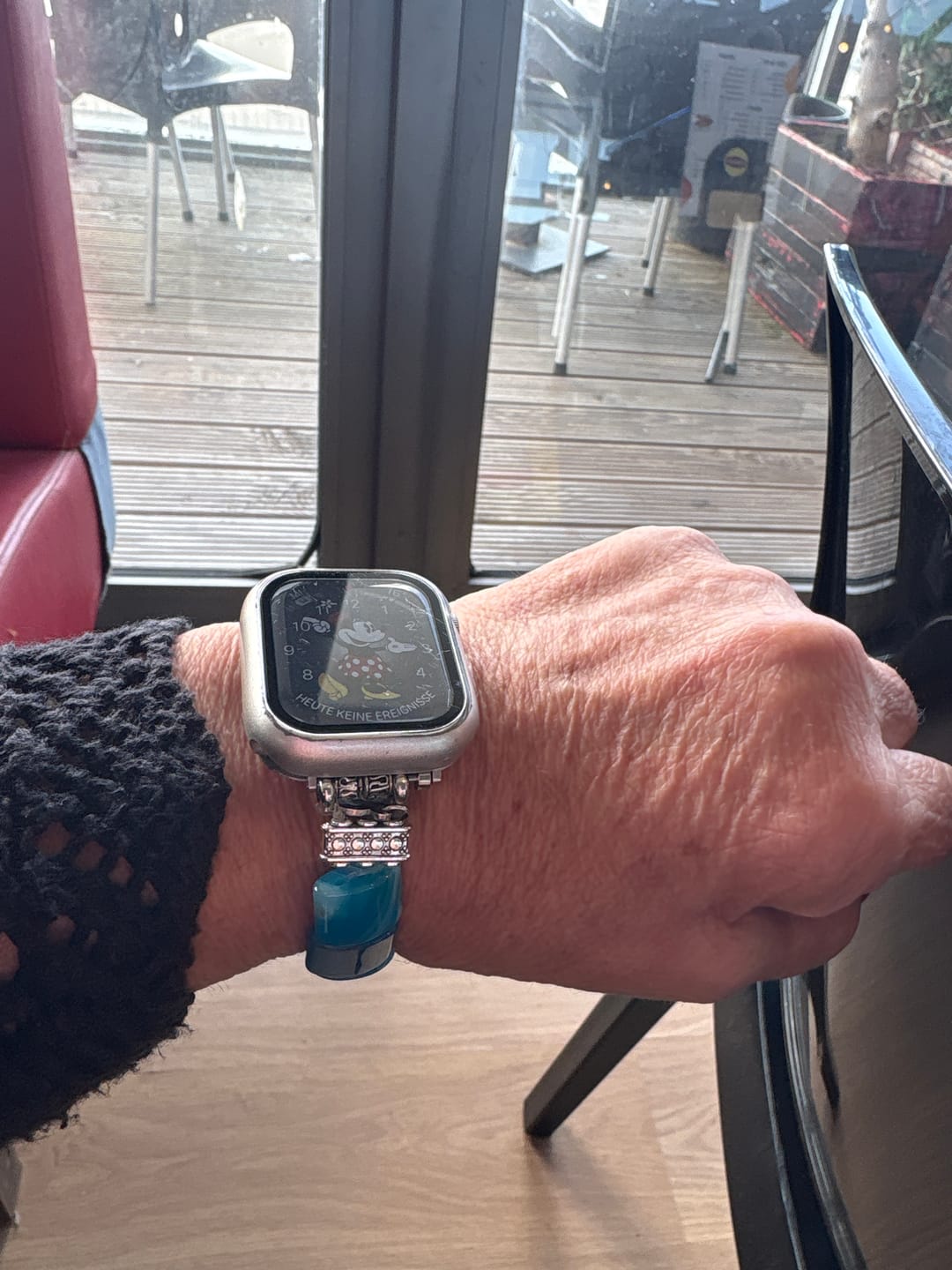Customer photo review of Serene Abyss Agate Stretch Apple Watch Strap
