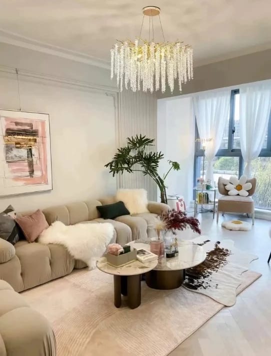 Customer photo review of Wisteria Flower Chandelier, Faceted Crystal Clusters, Gold Frame