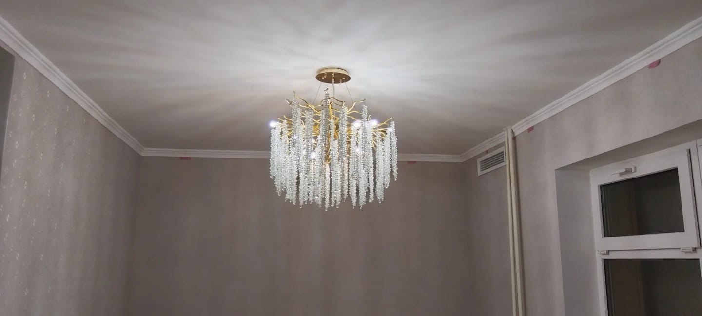 Customer photo review of Wisteria Flower Chandelier, Faceted Crystal Clusters, Gold Frame