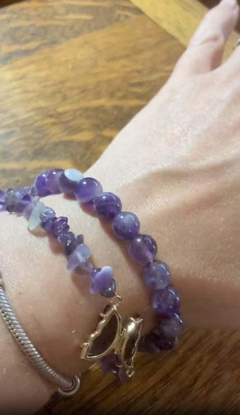Customer photo review of Two-in-One Amethyst Butterfly Balance Bracelet