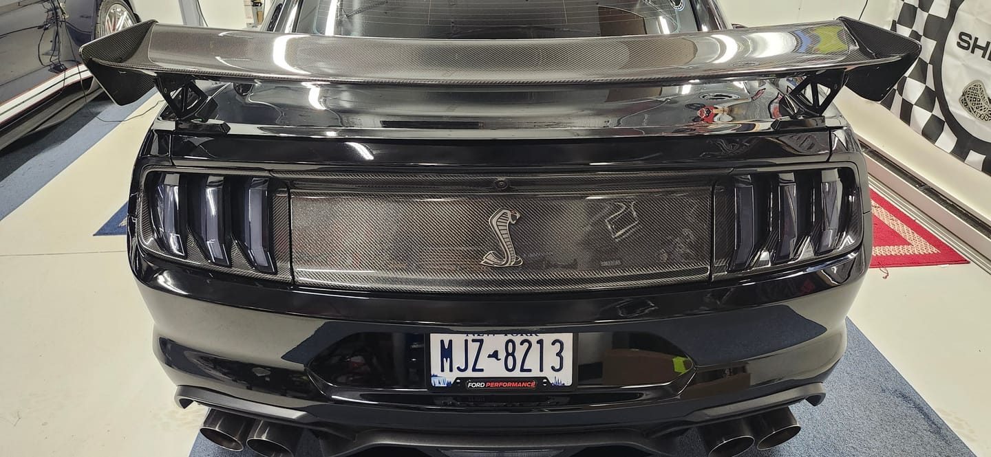 Customer photo review of Exterior Carbon Fiber Taillight Trim Covers for 2015–2023 Ford Mustang