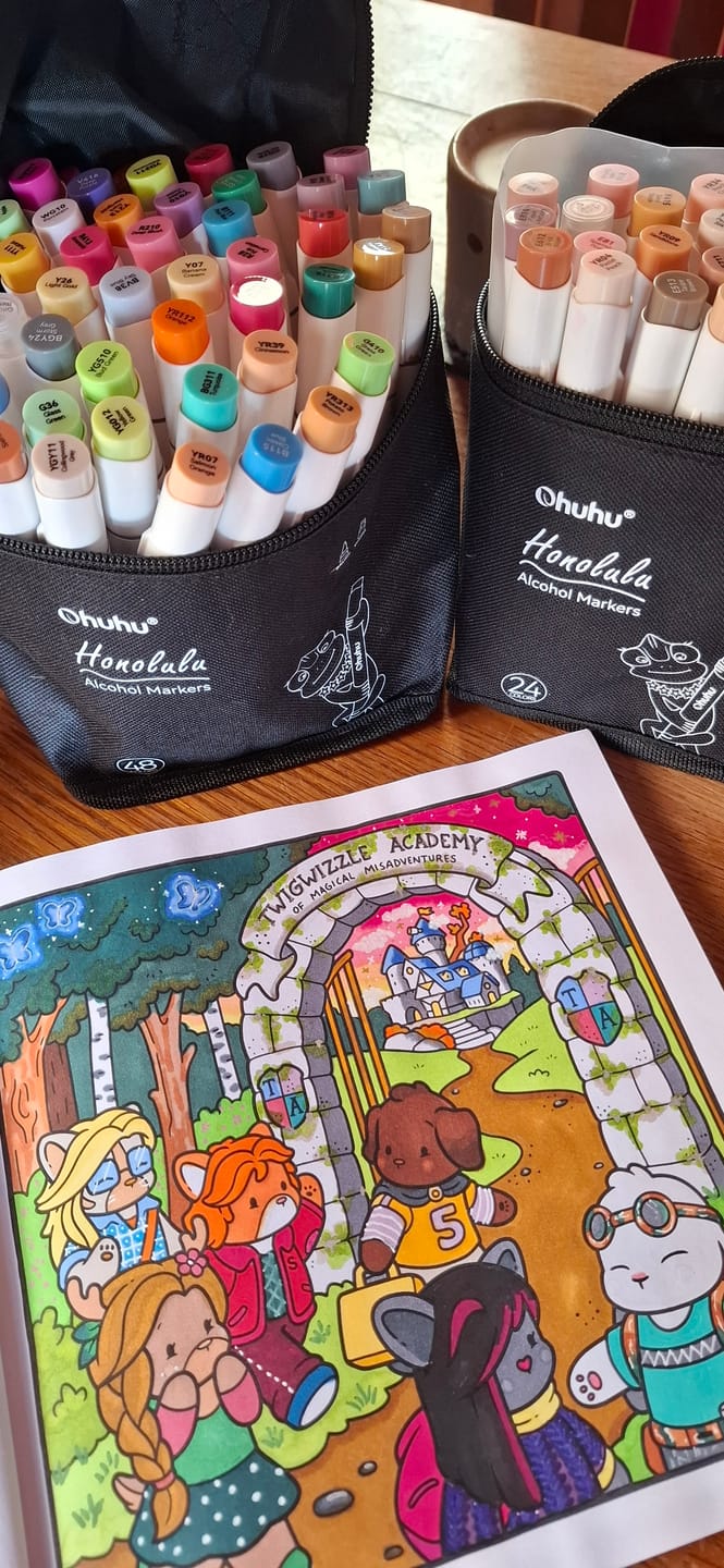 Customer photo review of Ohuhu Honolulu 48 Colors Dual Tips Alcohol Art Markers (New Color Codes)
