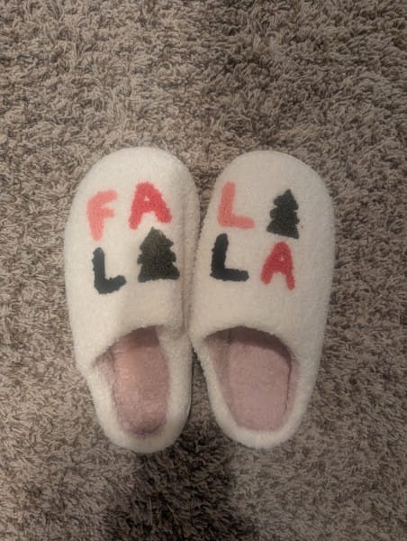 Customer photo review of Falalala Christmas Slippers