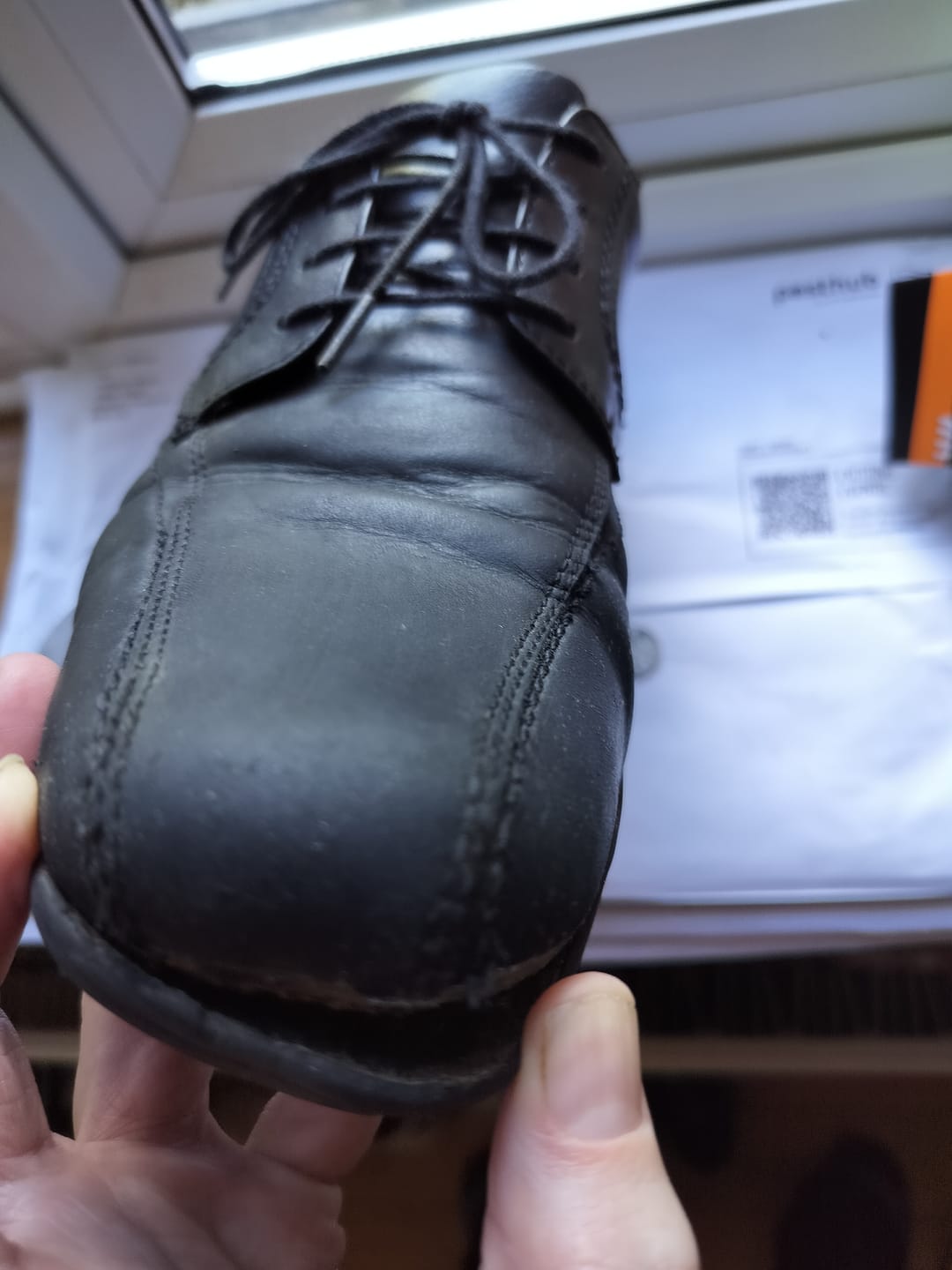 Customer photo review of Black Argyll Senior School Shoes