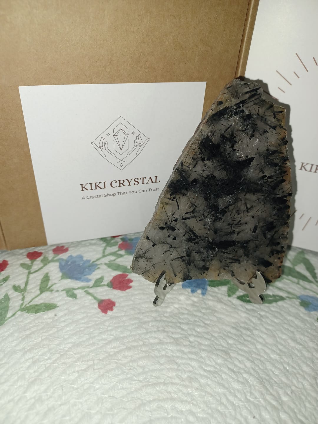 Customer photo review of Unique,Natural Crystal Black Tourmaline In Quartz Slice