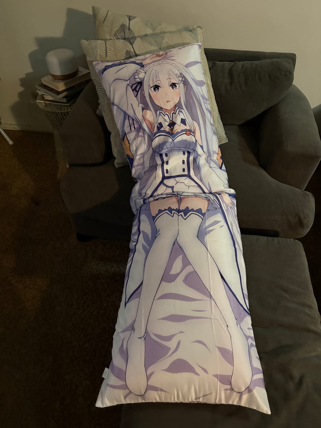 Customer photo review of Emilia Waifu Body Pillow