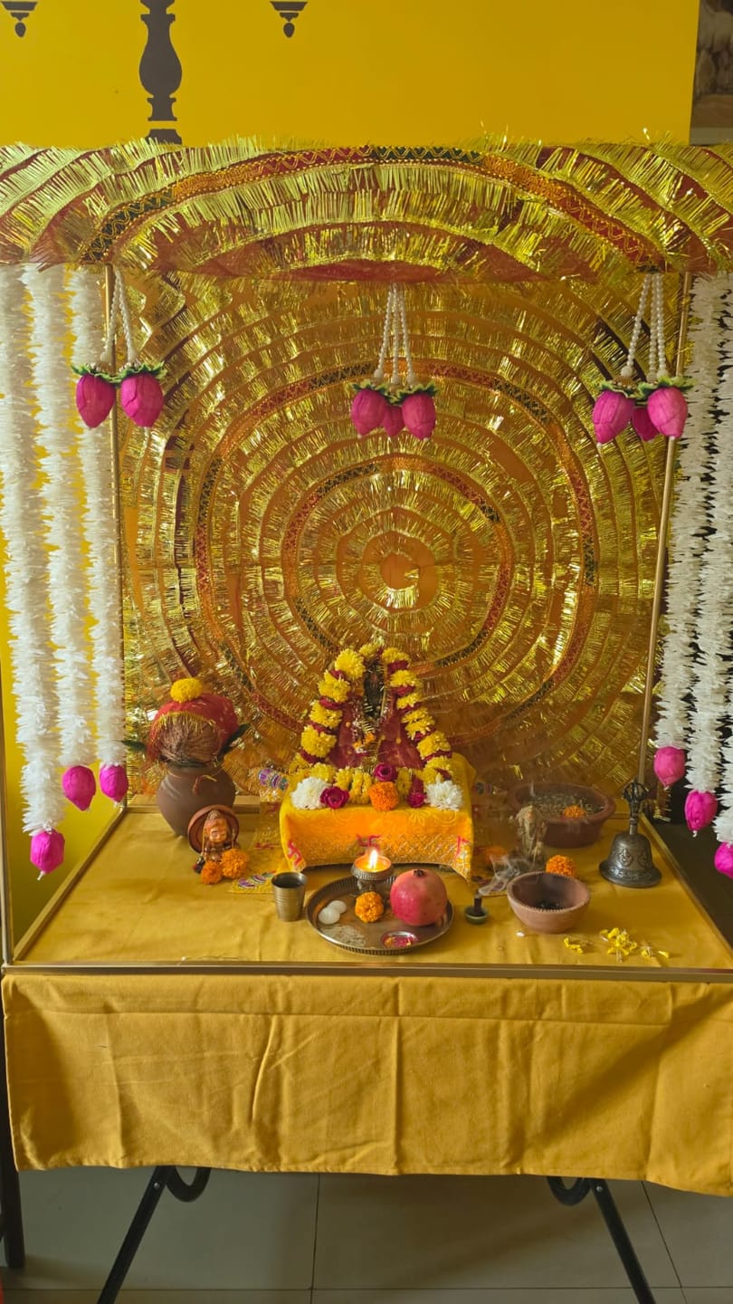 Customer photo review of Pooja Mandir Mandap Backdrop stand for Diwali , Navratri , Ganesh Chaturthi , Varalaxmi or Festivals decoration 🔥 (3*3 ft, video attached 📷)