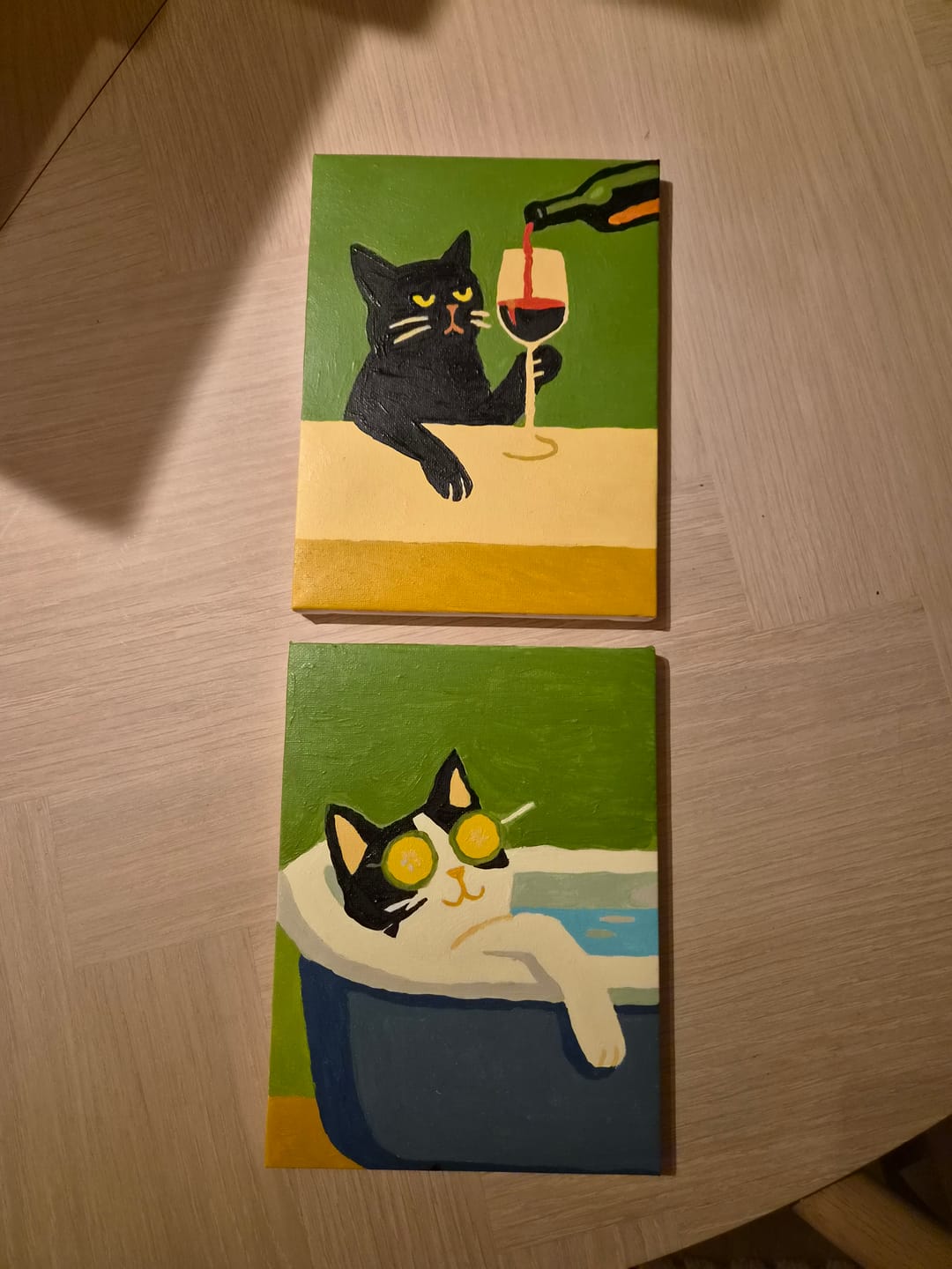 Customer photo review of 6 Mini Paintings - Crazy Cat Set