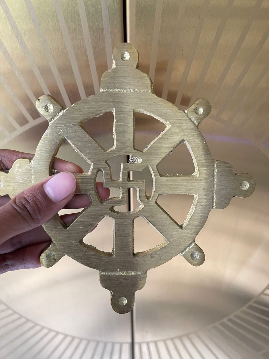 Customer photo review of Brass Chakra Satiya Helix – Vastu Remedy for West Direction Correction | Energy Balance Support | 4.5 Inch