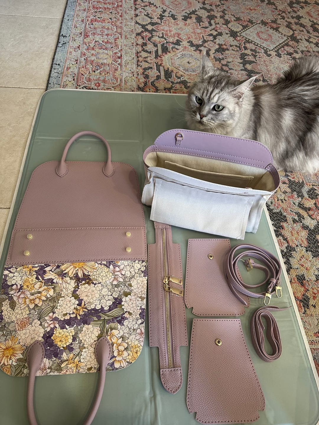 Customer photo review of Handmade Round Edge Tote Bag – DIY Kit with Song Brocade Pattern