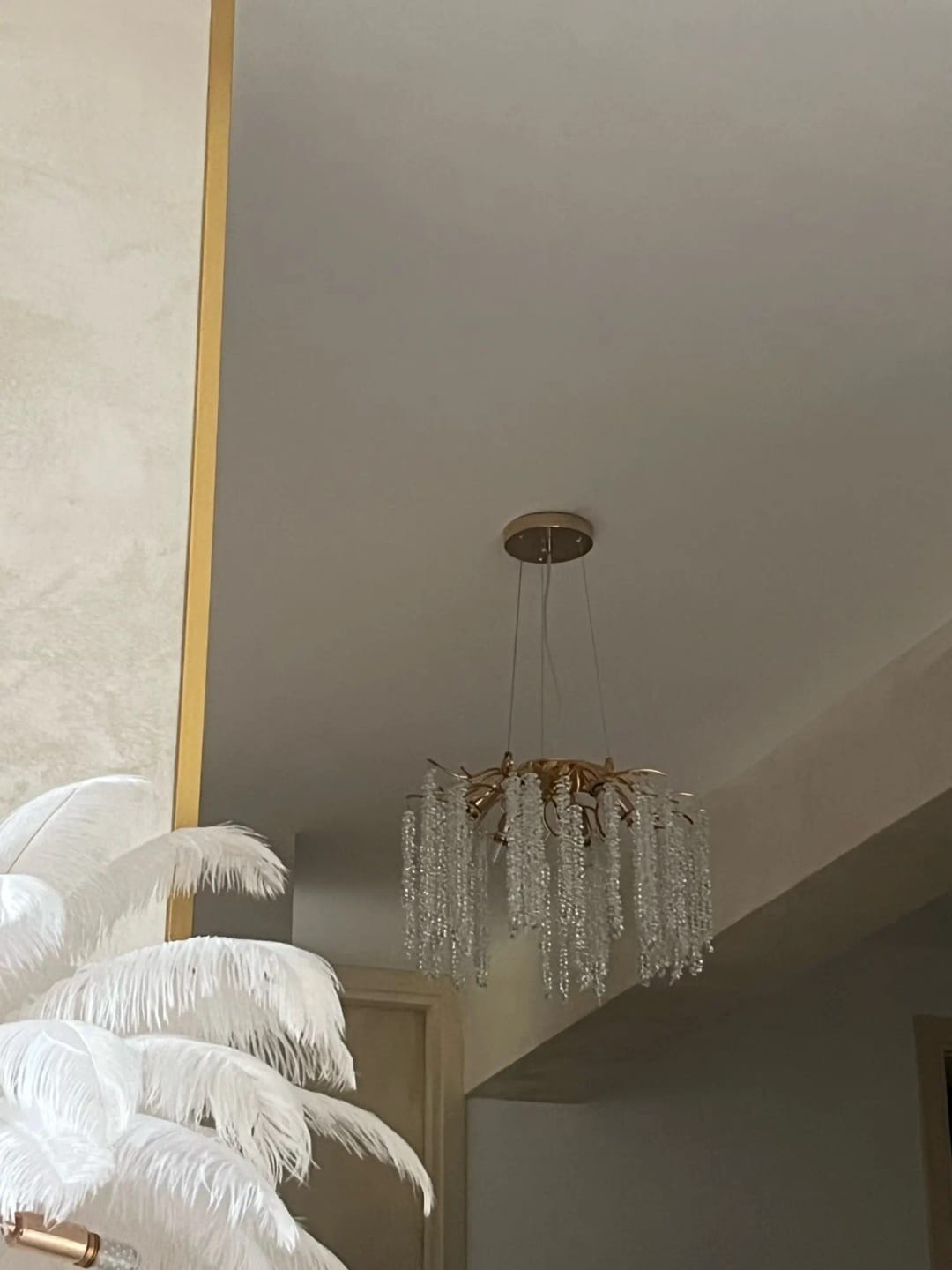 Customer photo review of Wisteria Flower Chandelier, Faceted Crystal Clusters, Gold Frame