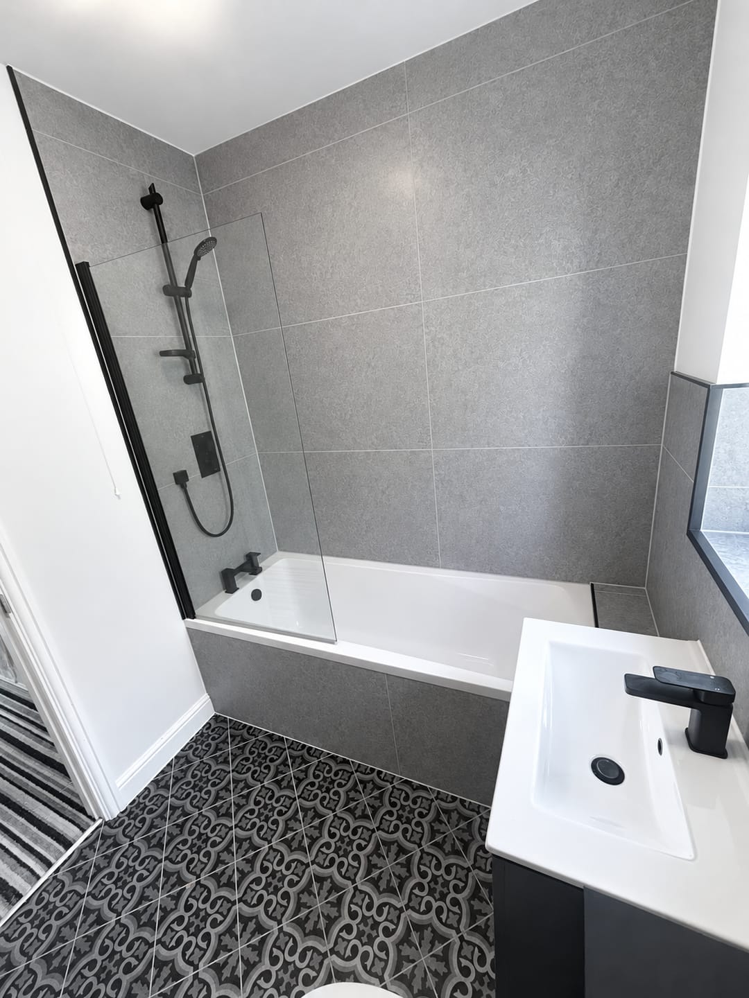Customer photo review of 10mm Large Tile Light Concrete Matt Shower Panel 1M x 2.4M