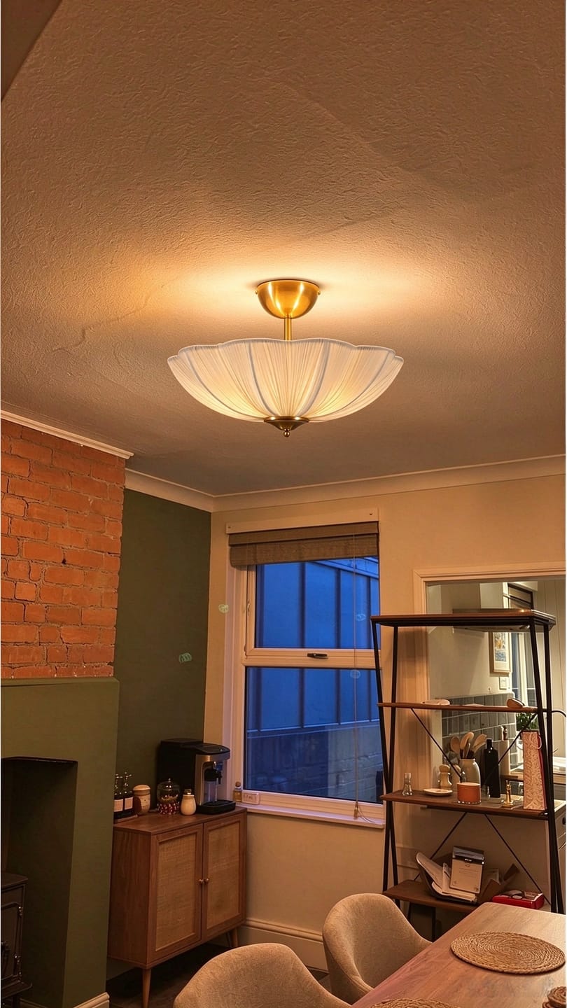 Customer photo review of Fabric Shade Flower Semi Flush Mount