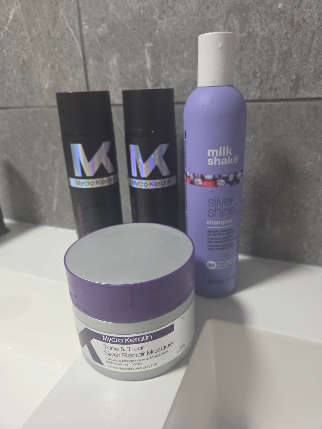 Customer photo review of Milkshake Silver Shine Shampoo - Violet Toning Shampoo 300ml