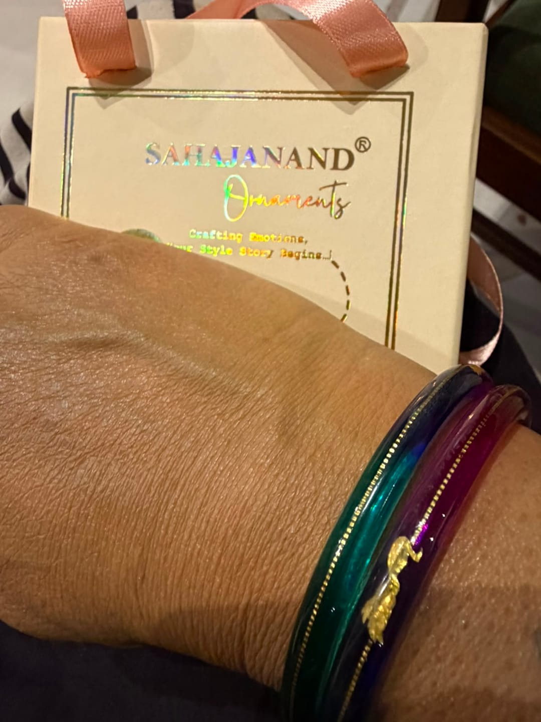 Customer photo review of "Mayur A Colorful Peacock Style!" - 916 22k Gold Bangles (Multicolour)