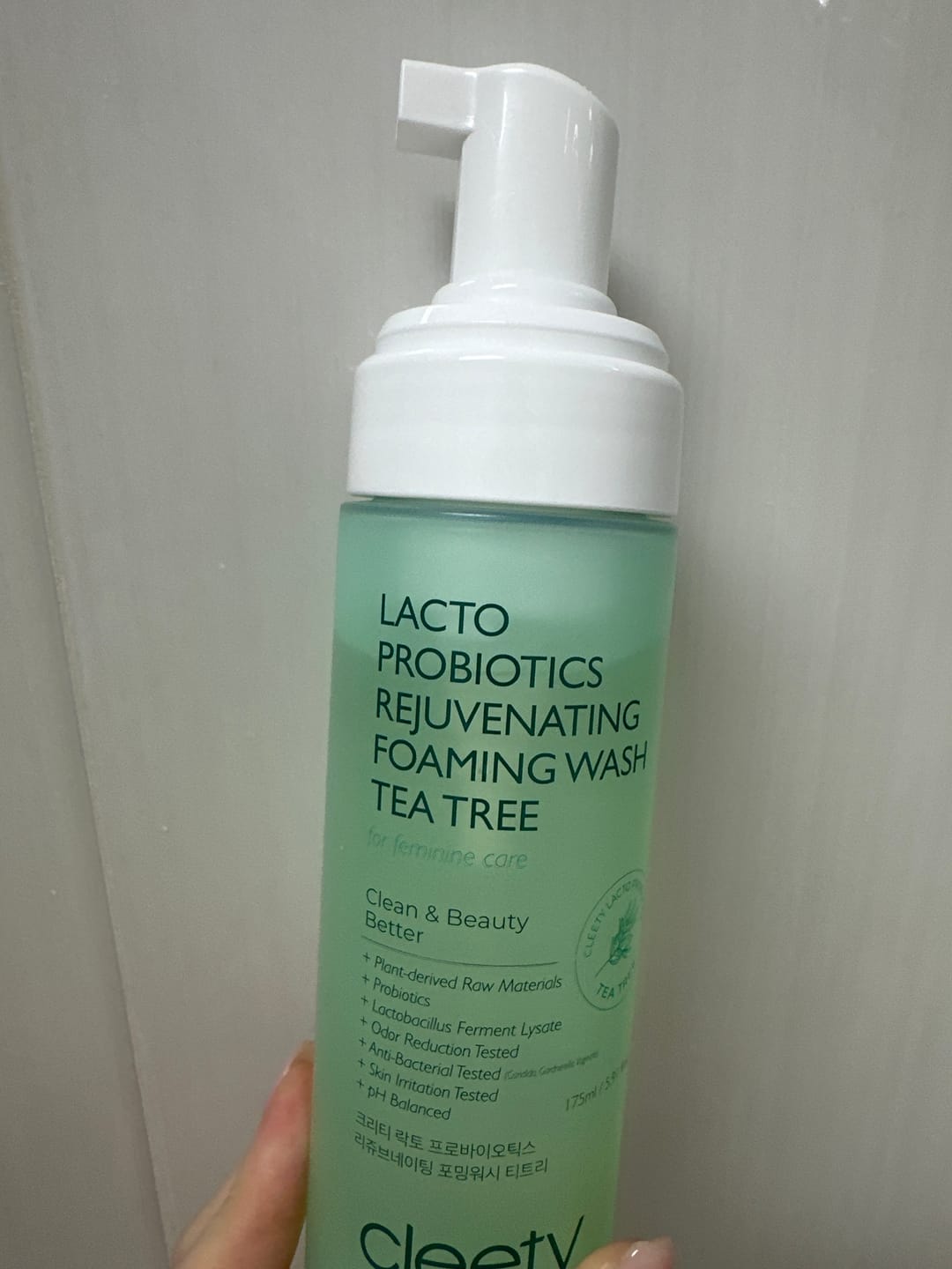 Customer photo review of cleety Lacto Probiotics Rejuvenating Foaming Wash Tea Tree 175ml