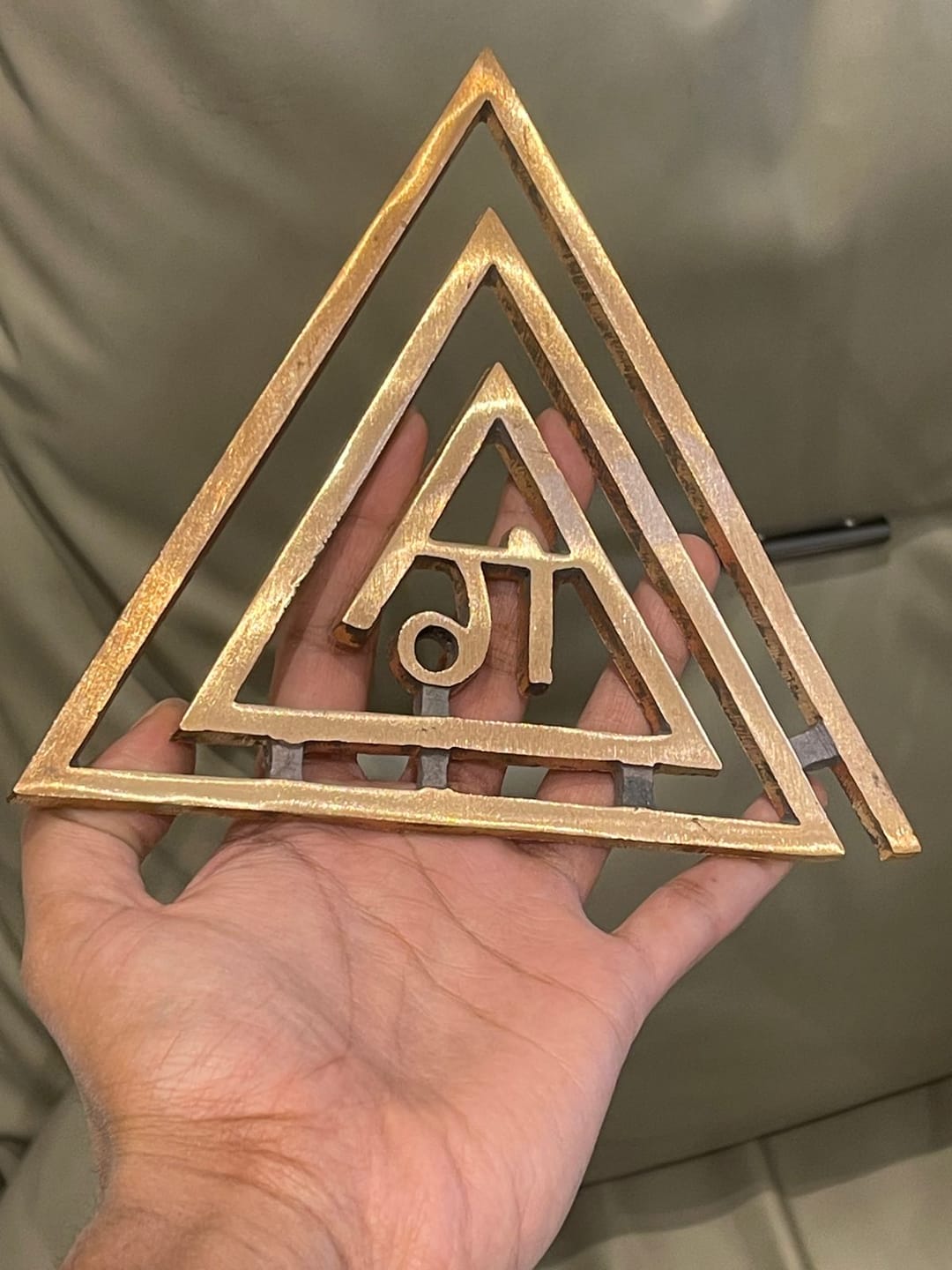 Customer photo review of Copper Triangle Ga (ग) Helix | Vastu Remedy for South-East Fire Zone Balance, Cash Flow & Kitchen Defects | 4–6 Inch