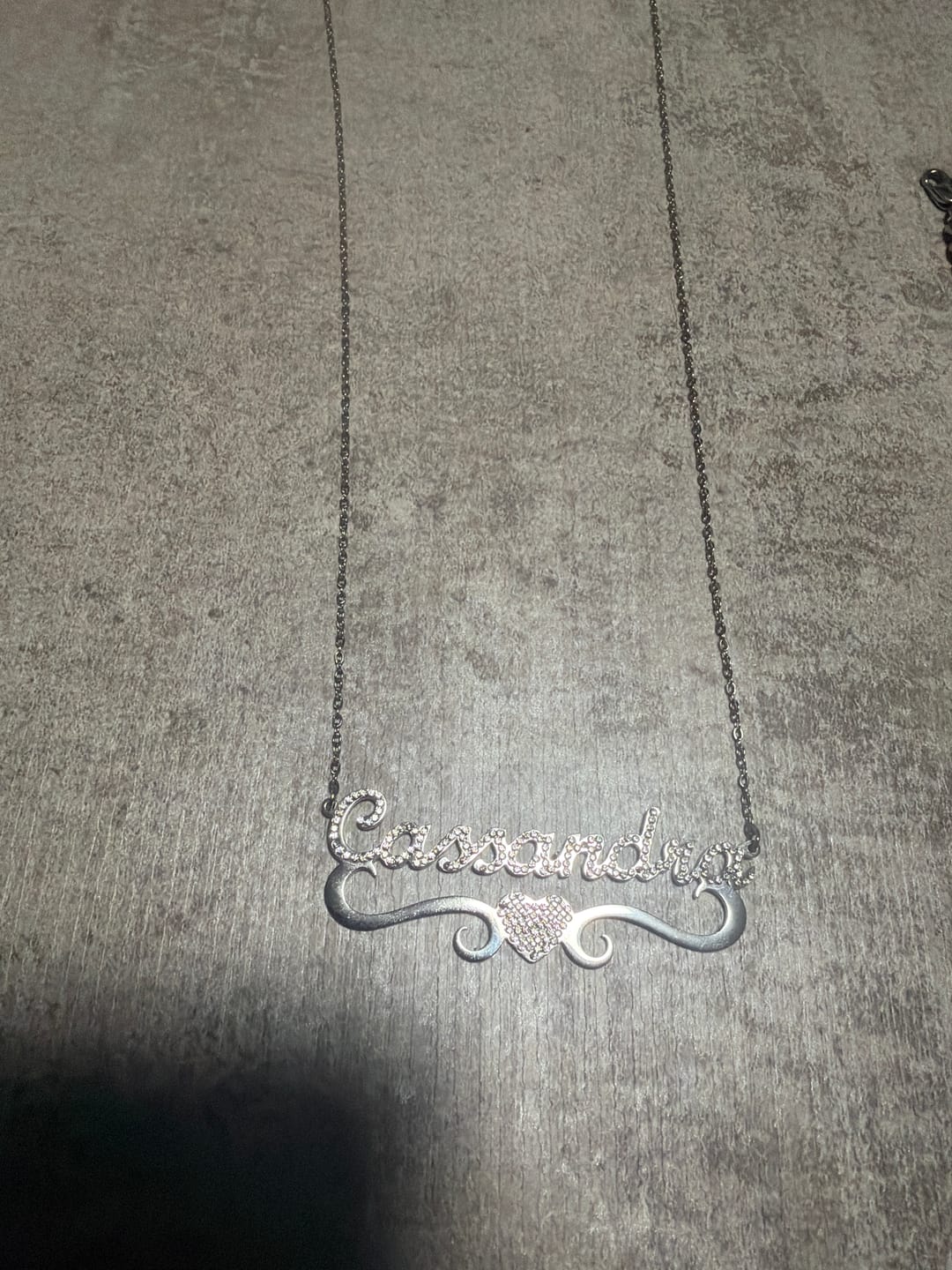 Customer photo review of Iced Heart Name Necklace