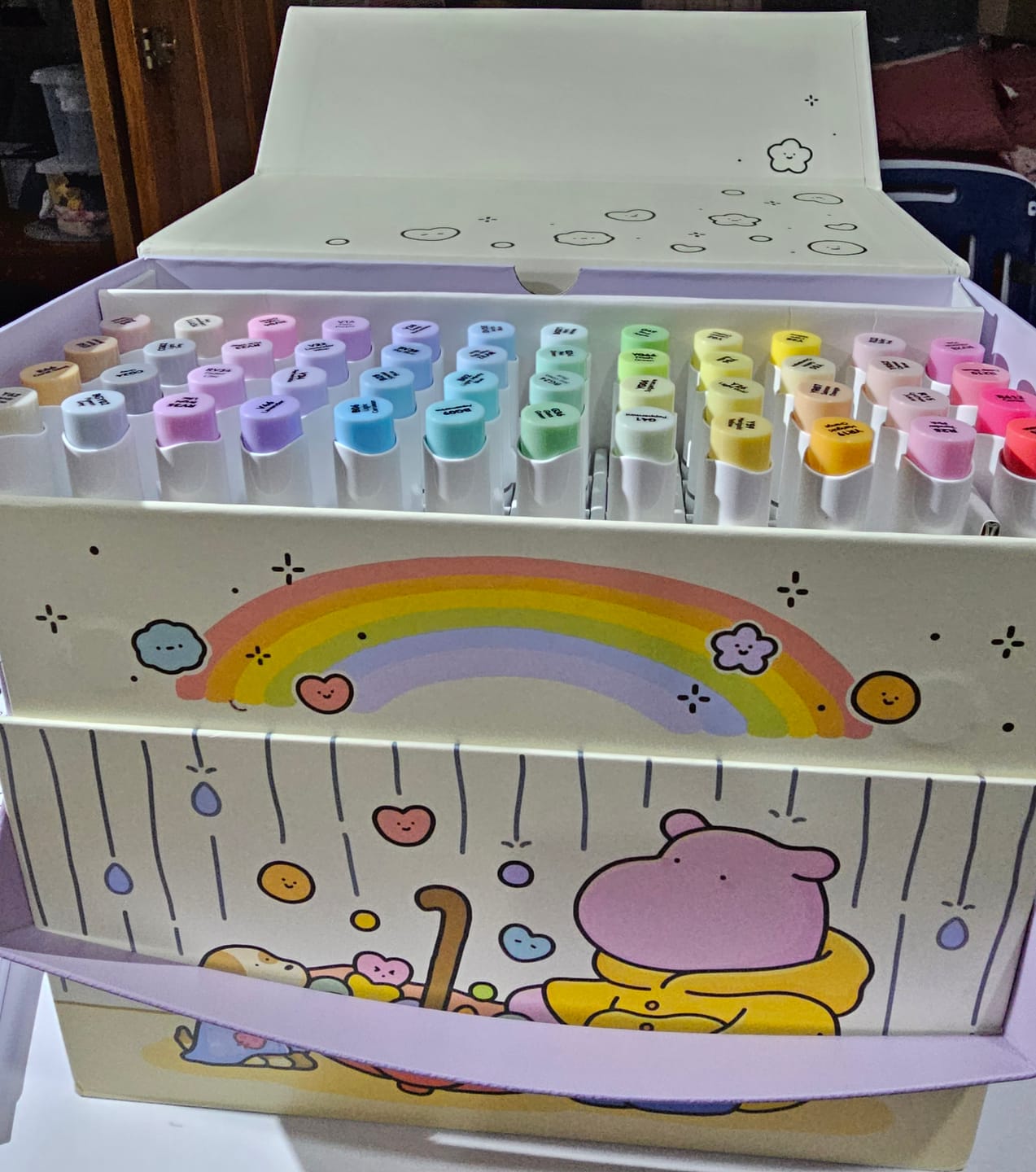 Customer photo review of Ohuhu x Coco Wyo Cozy Mood Coloring Kit, Honolulu B 48 Colors Alcohol Markers with Brush & Fine Dual Tips, Coloring Book with Mood Tracker Pages