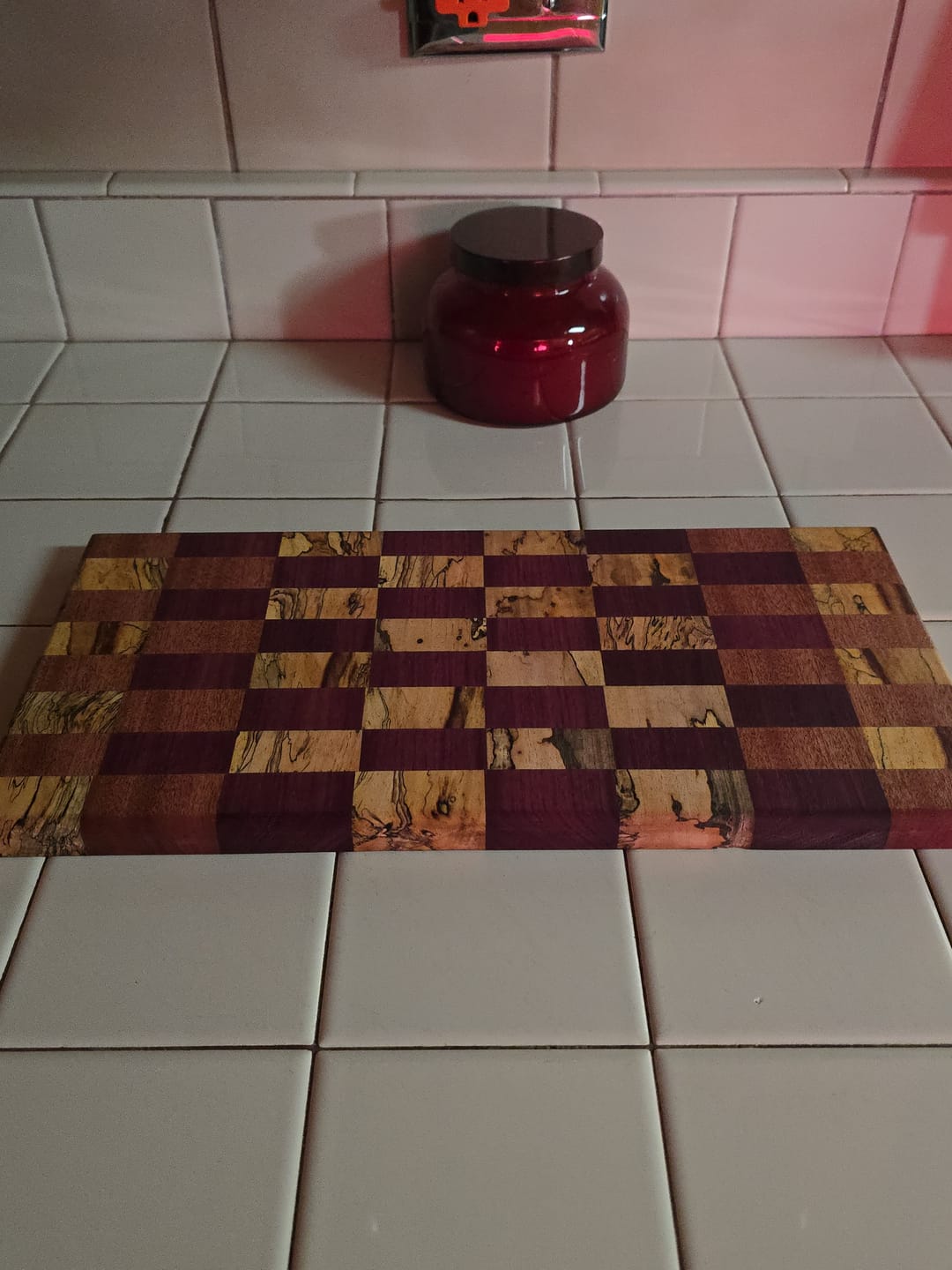 Customer photo review of Combo of 15 , 3/4" Lumber Boards | Cutting Board Blocks | Spalted Tamarind, Purpleheart, Mahogany