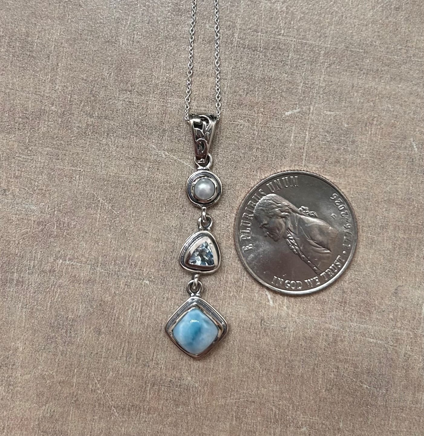 Customer photo review of Silver Larimar Set