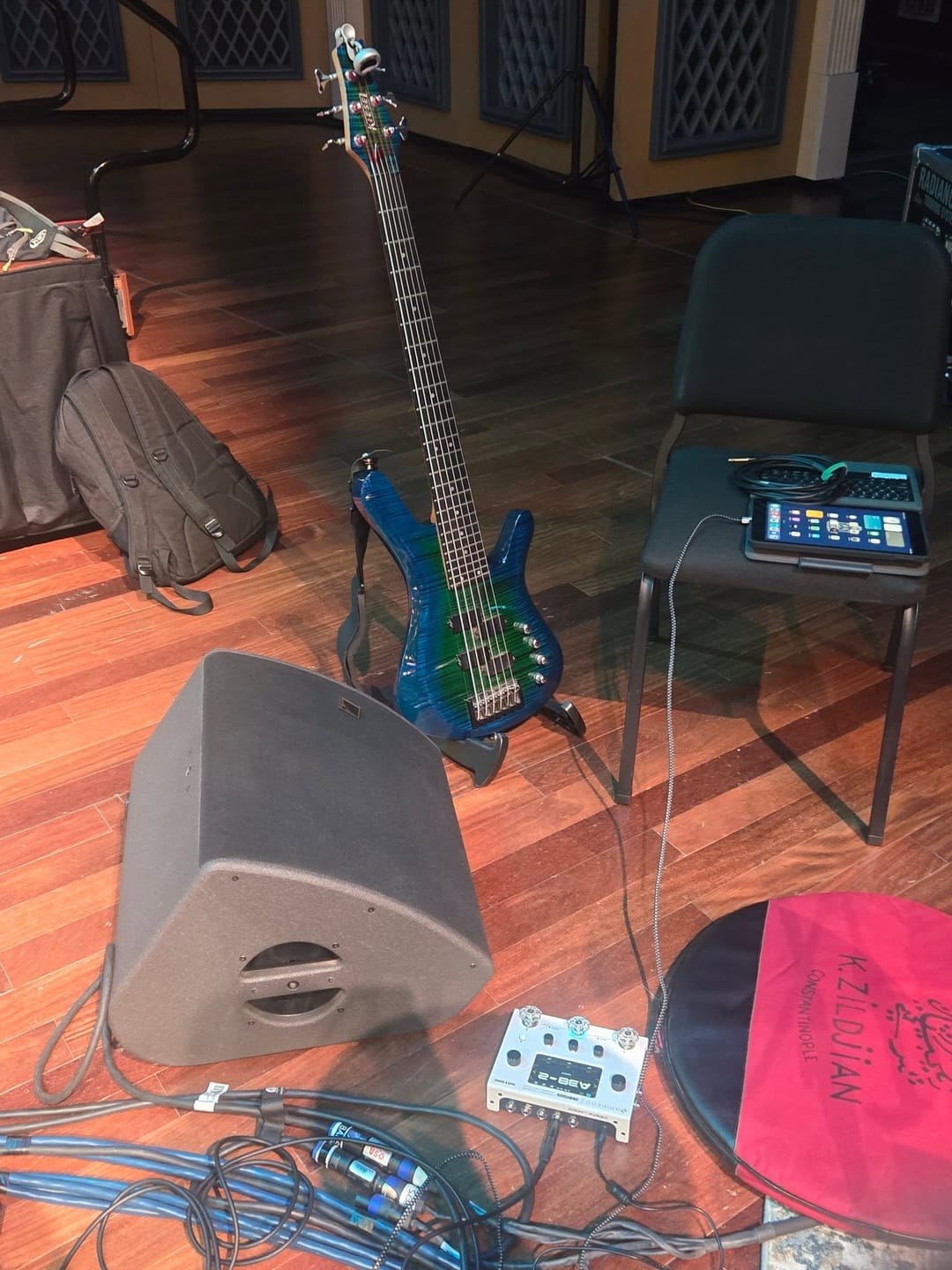 Customer photo review of BunnyNest: Folding A-Frame Guitar & String Instrument Stand