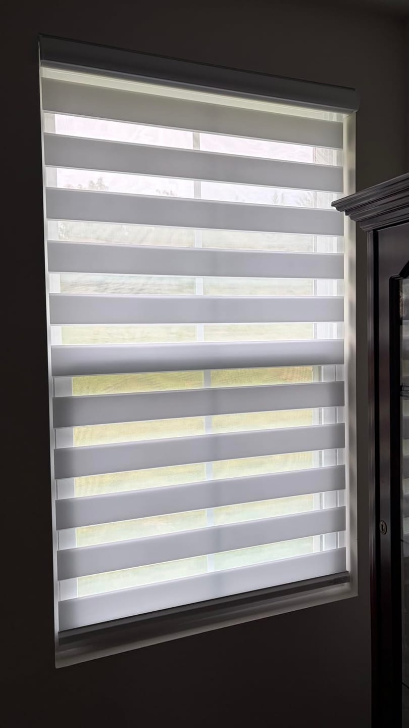 Customer photo review of Bringnox Motorized Zebra Roller Blinds 60% Blackout