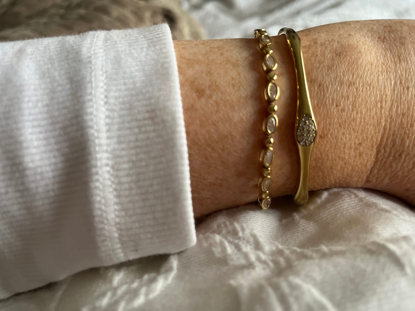 Customer photo review of Bezel & Bead Tennis Bracelet