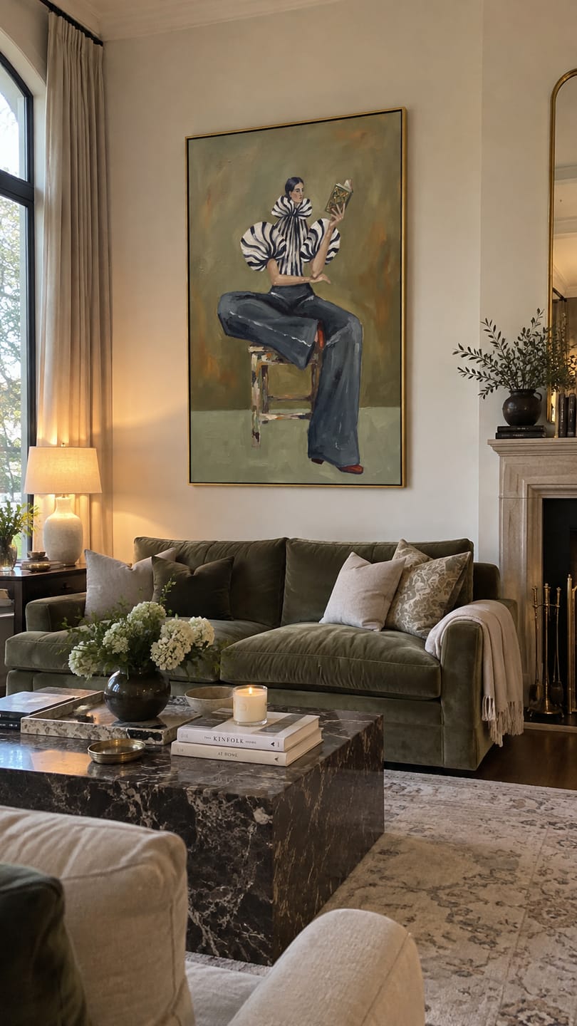Customer photo review of Brim Above the Bull – Olive Western Woman and Black Bull Painting | Vintage Americana Square Wall Art