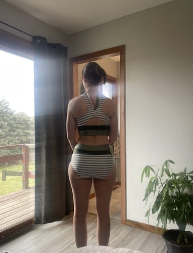 Customer photo review of Emoswims - Olive Drab Colorblock Cut Back Bikini Set