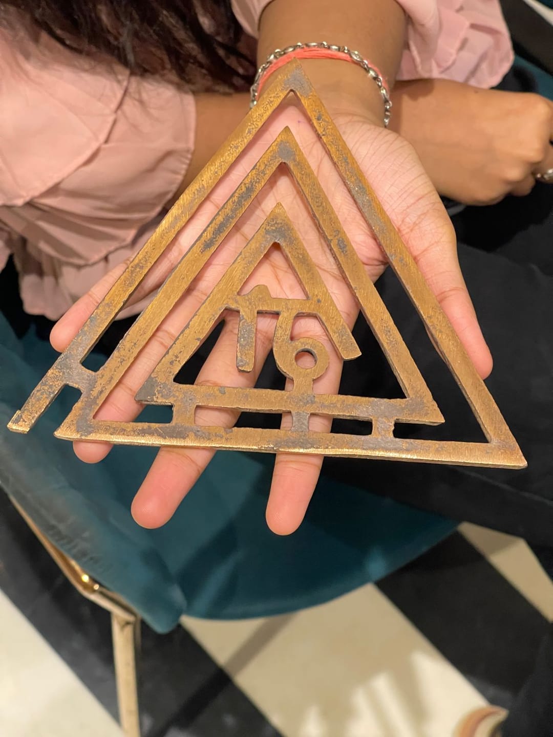 Customer photo review of Copper Triangle Ga (ग) Helix | Vastu Remedy for South-East Fire Zone Balance, Cash Flow & Kitchen Defects | 4–6 Inch