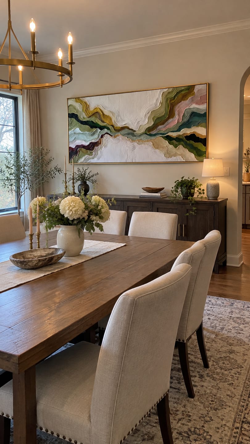 Customer photo review of Mountain Rhythms – Heavy Texture Earth-Tone Abstract Painting | Modern Wabi-Sabi Large Living Room Art