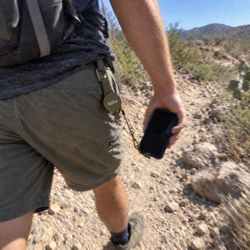 Customer photo review of Tethr Retractable Phone Leash