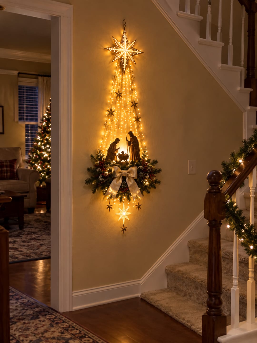 Customer photo review of Angel Blessing Wall Light, Starglow Cascading Christmas Angel with Glowing