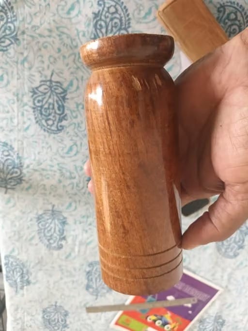 Customer photo review of Vijaysar Wooden Glass – Ayurvedic Diabetes & Sugar Control Tumbler (100 ml)