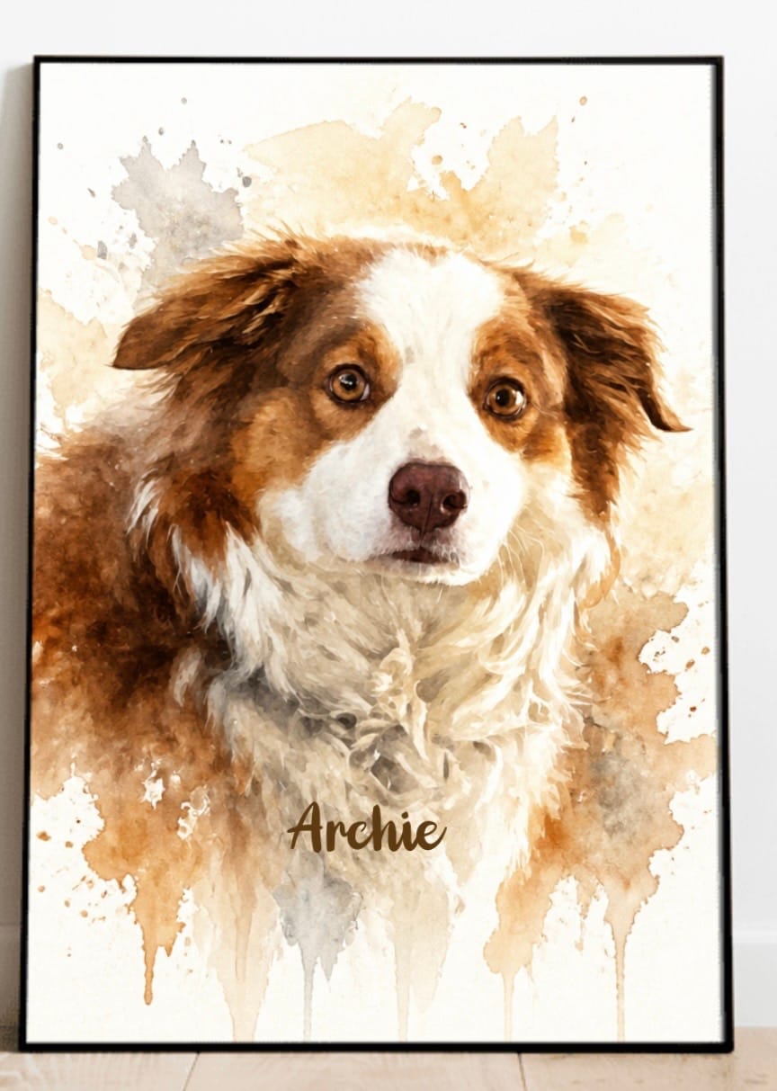 Customer photo review of Personalised Poster - Watercolour Realistic Portrait