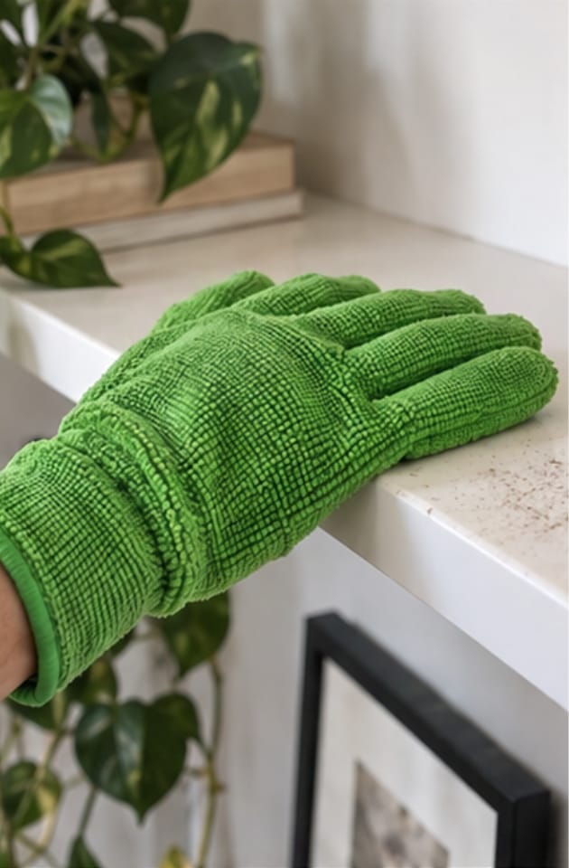 Customer photo review of Kit Ménage Anti-Poussière | Plumeau Télescopique, Brosse Radiateur et Gants Microfibre