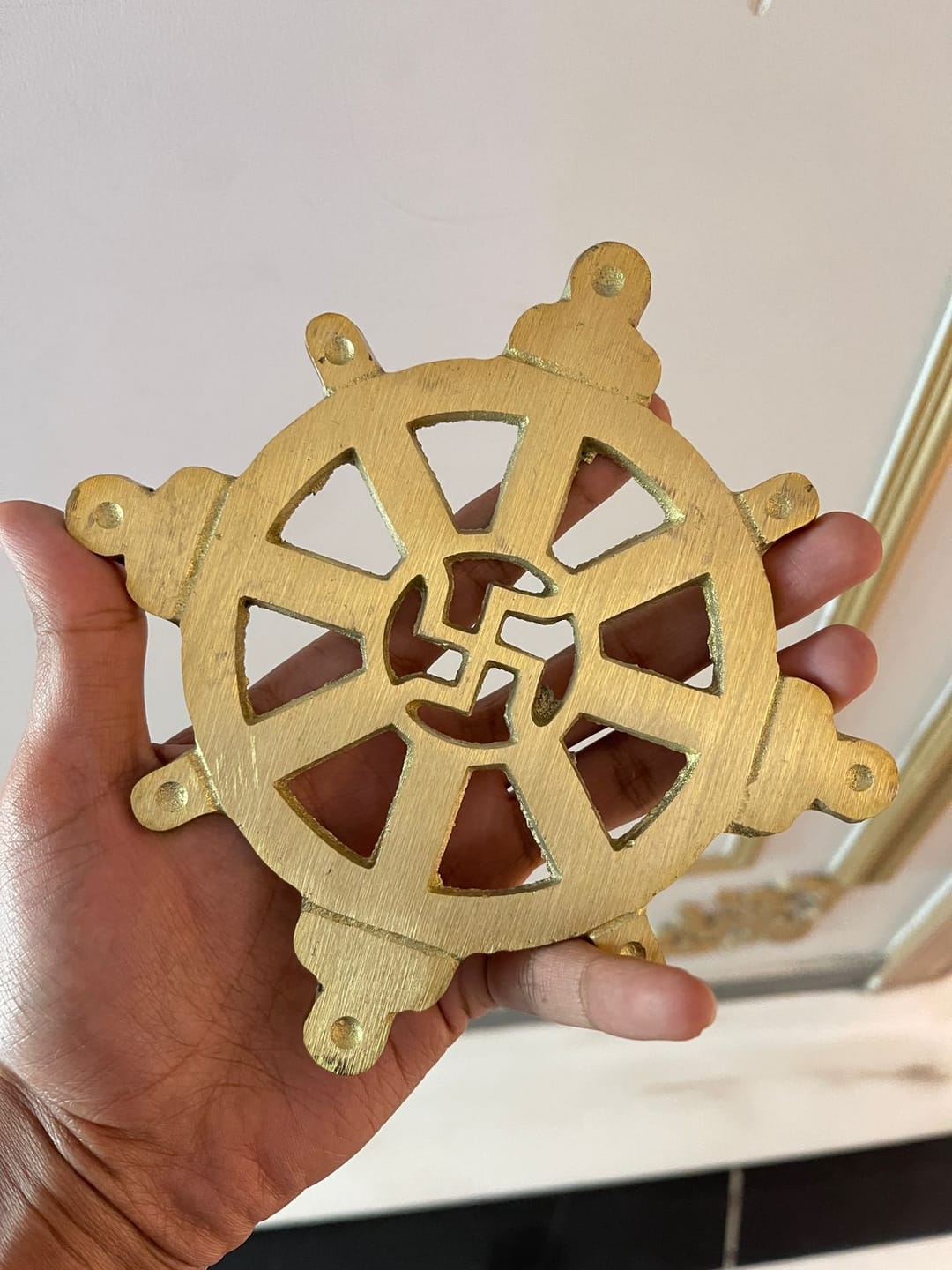 Customer photo review of Brass Chakra Satiya Helix – Vastu Remedy for West Direction Correction | Energy Balance Support | 4.5 Inch