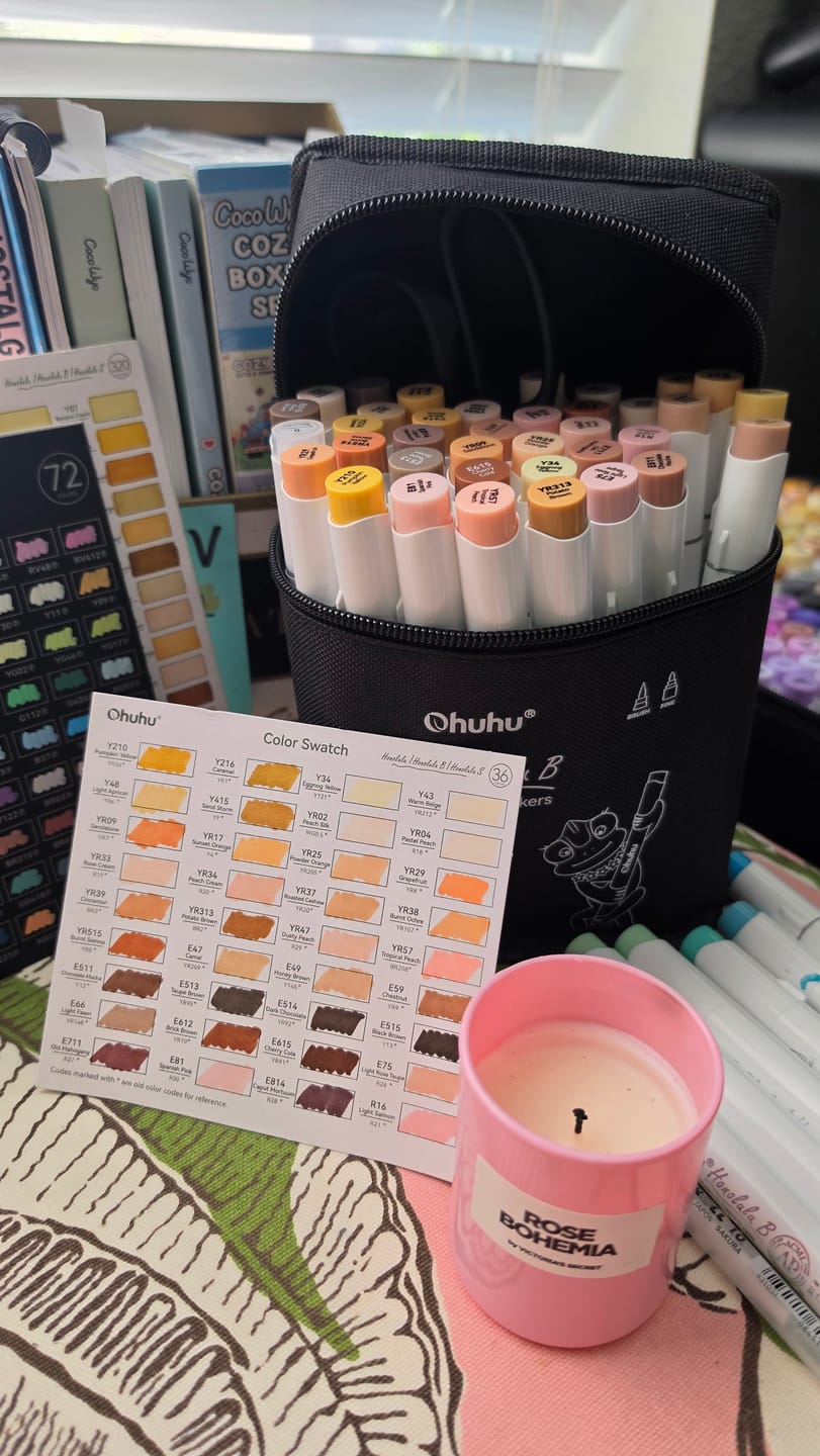 Customer photo review of Ohuhu Honolulu 36 Skin Tone Colors Dual Tips Portrait Alcohol Art Markers (New Color Codes)