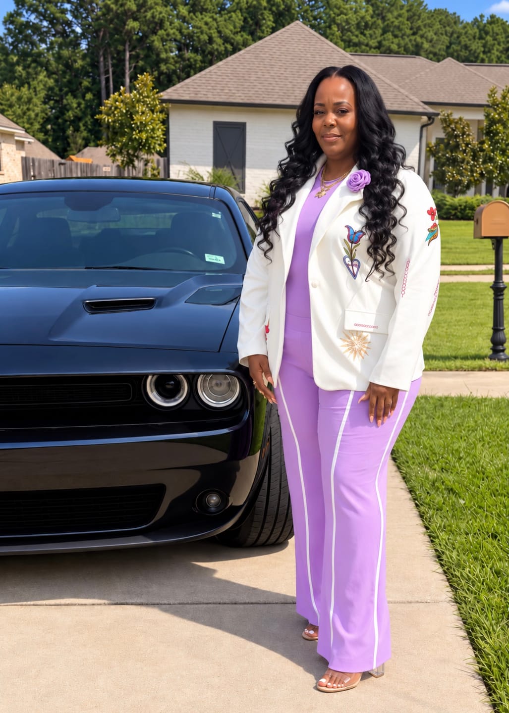Customer photo review of Solid Top & Striped Pants Set