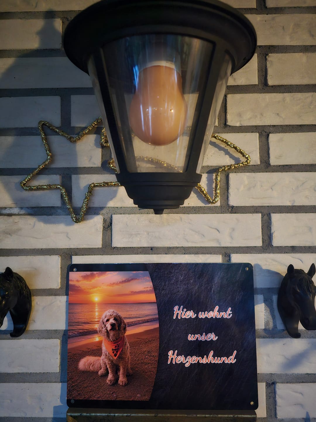 Customer photo review of Hunde-Türschild personalisiert mit Foto & Text (UV- und wetterfest)