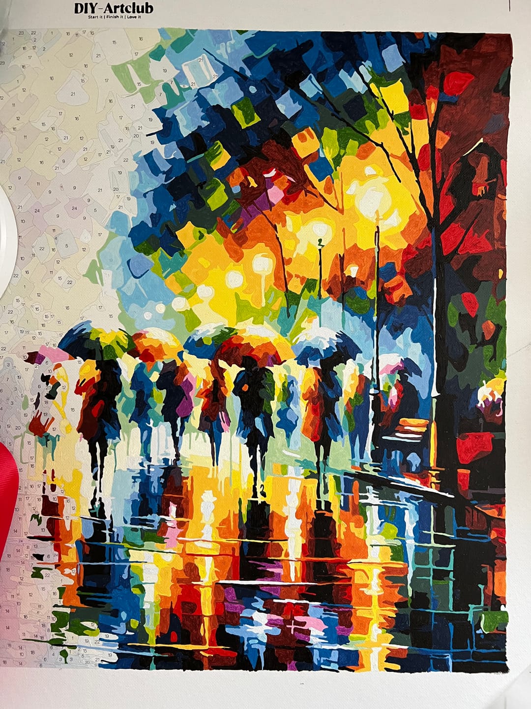 Customer photo review of People under umbrellas | Paint by Numbers
