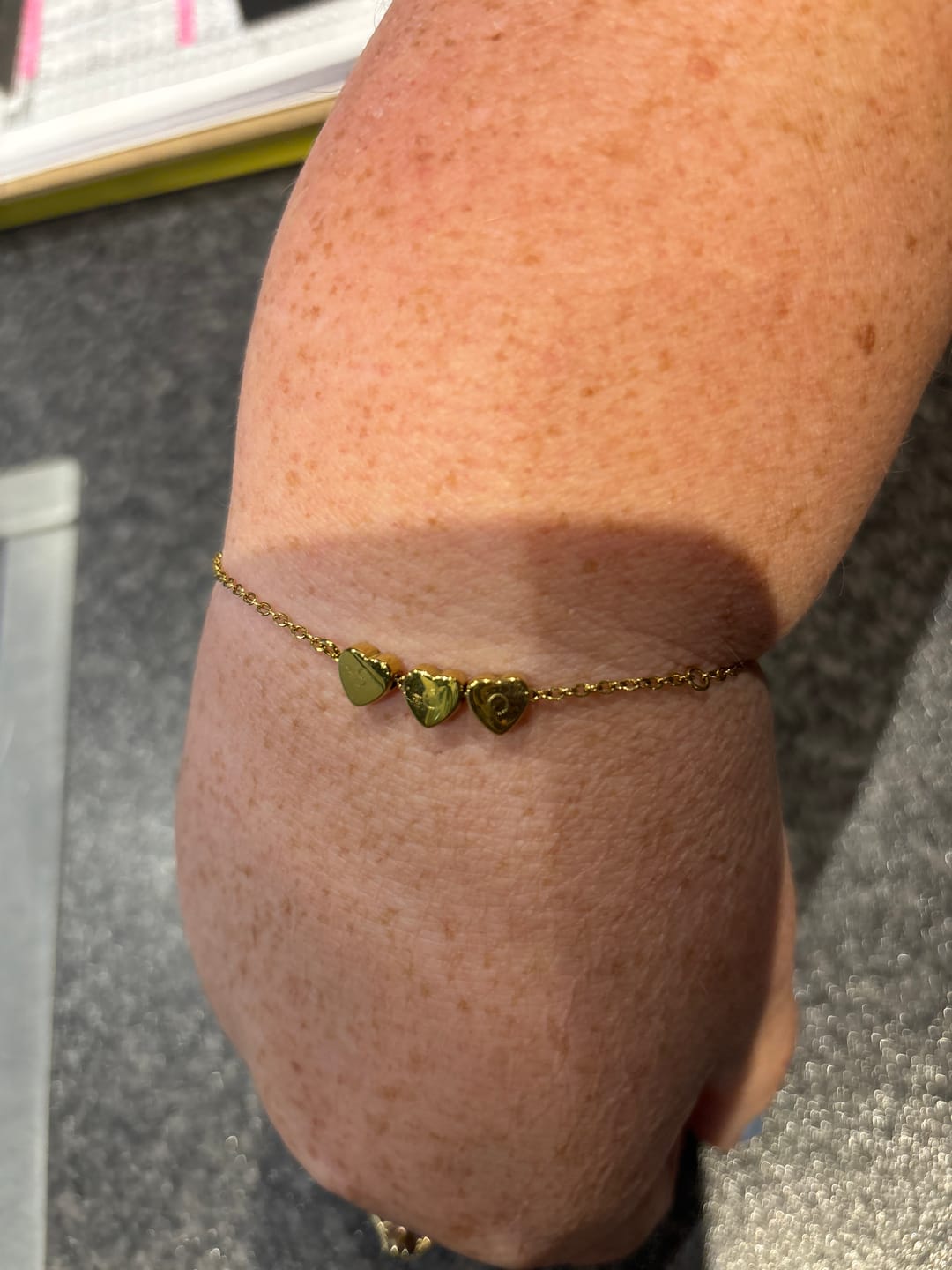 Customer photo review of Amo Heart Triple Bracelet in Gold